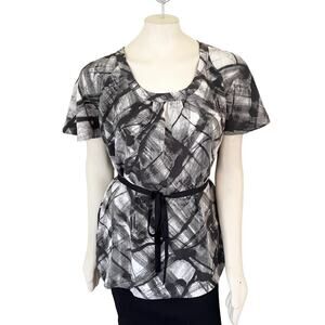 VERA WANG Art to Wear Blouse with Waist tie SZ L